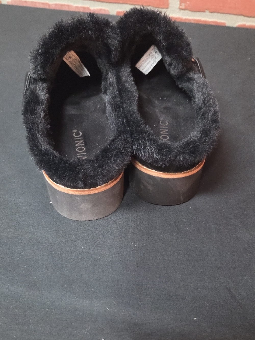 Vionic Black Suede  Fur-Lined Slip-On Loafers - Picture 5 of 8